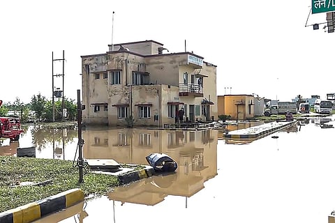 Flooded Khatima Toll Plaza in Uttarakhand